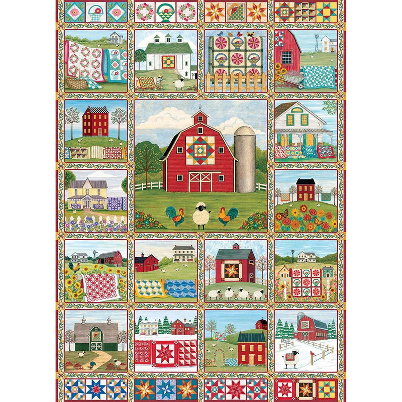 Cobble Hill 1000 Piece Puzzle Quilt Country-Sample Poster Included, Earthy Tones (Greens, Browns, Yellows
