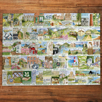 Gibsons National Trust Landmarks & Landscapes 1000 Piece Jigsaw Puzzle for Adults – Mix of British Landscapes, Landmarks & Nature Artwork by Val Goldfinch – Sustainably Made in the UK/EU – Great Gift