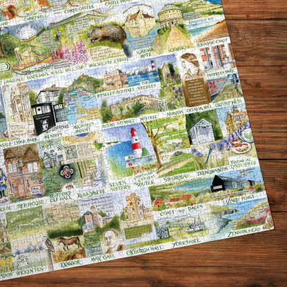 Gibsons National Trust Landmarks & Landscapes 1000 Piece Jigsaw Puzzle for Adults – Mix of British Landscapes, Landmarks & Nature Artwork by Val Goldfinch – Sustainably Made in the UK/EU – Great Gift