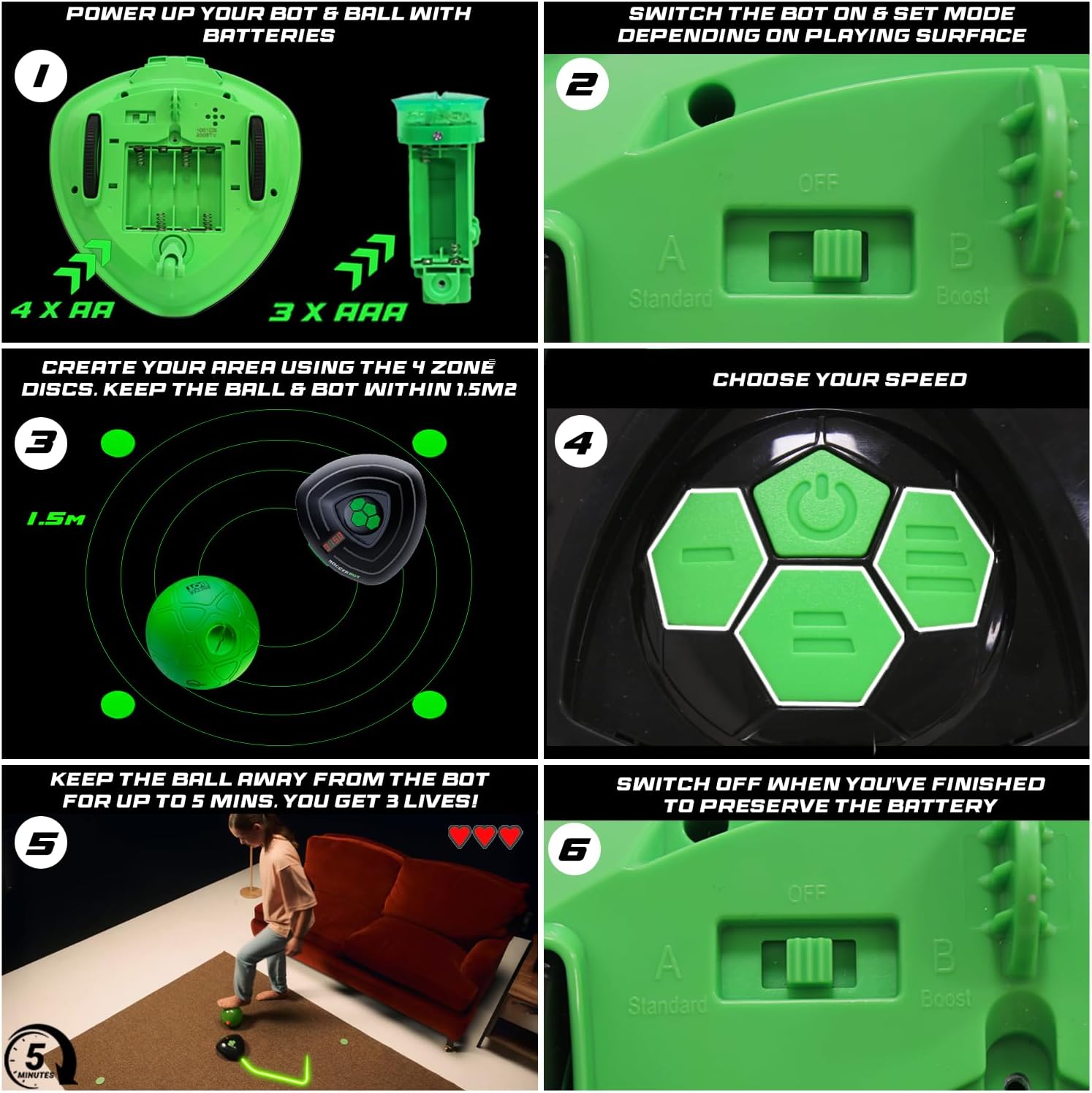 Strikesphere, Soccer Bot Indoor Football Trainer, Football Gifts for Boys & Girls, One Size, Black