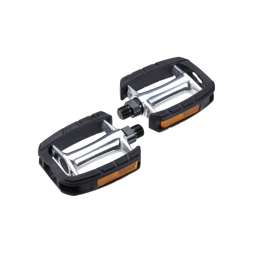 BBB Cycling SteadyRest 2.0 Bicycle Pedals - Non-Slip Rubber Inlay Flat Pedals - High Grip for City, Touring & E-Bikes - Reflectors Included - BPD-45B