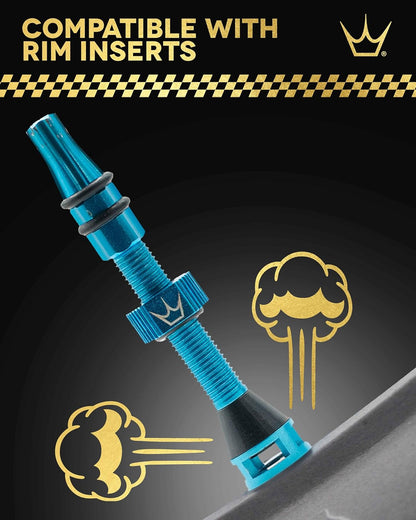 Peaty's Holeshot Fast Flow Tubeless Valves - High Airflow Anti Sealant Clog Design, Fast Tyre Setup, Fully Serviceable 7075 Aluminium, Bike Tyre Valves Compatible with MTB Rim Inserts