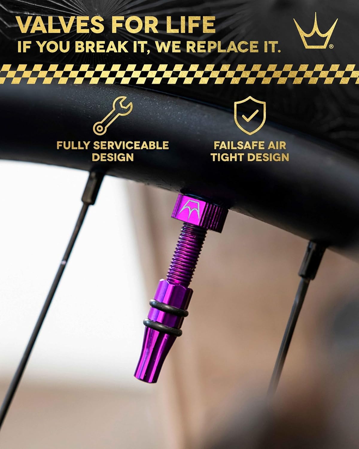 Peaty's Holeshot Fast Flow Tubeless Valves - High Airflow Anti Sealant Clog Design, Fast Tyre Setup, Fully Serviceable 7075 Aluminium, Bike Tyre Valves Compatible with MTB Rim Inserts