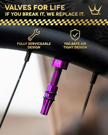 Peaty's Holeshot Fast Flow Tubeless Valves - High Airflow Anti Sealant Clog Design, Fast Tyre Setup, Fully Serviceable 7075 Aluminium, Bike Tyre Valves Compatible with MTB Rim Inserts