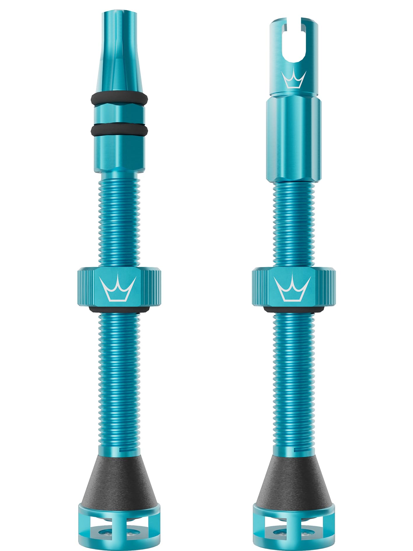 Peaty's Holeshot Fast Flow Tubeless Ventil - Hochdurchfluss-Design mit Anti-Verstopfungsfunktion für Dichtmittel, Schnelle Reifenmontage, 7075-Aluminium, MTB-kompatible Fahrrad Ventile, 60mm Türkis
