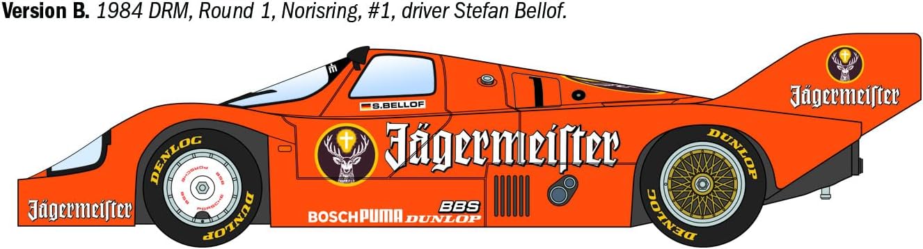 Italeri 3678 Porsche 956 Jagermeister, scala 1:24, Plastic Model Kit/Modello in plastica da montare