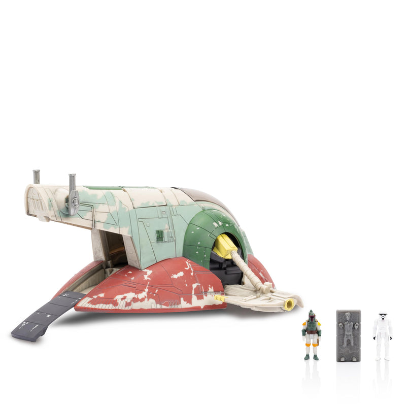 Jazwares Star Wars Micro Galaxy Squadron Boba Fetts Raumschiff (Ep 5) – 17,8 cm Fahrzeug mit Flight Display Stand und DREI 2,5 cm Mikrofiguren-Zubehör