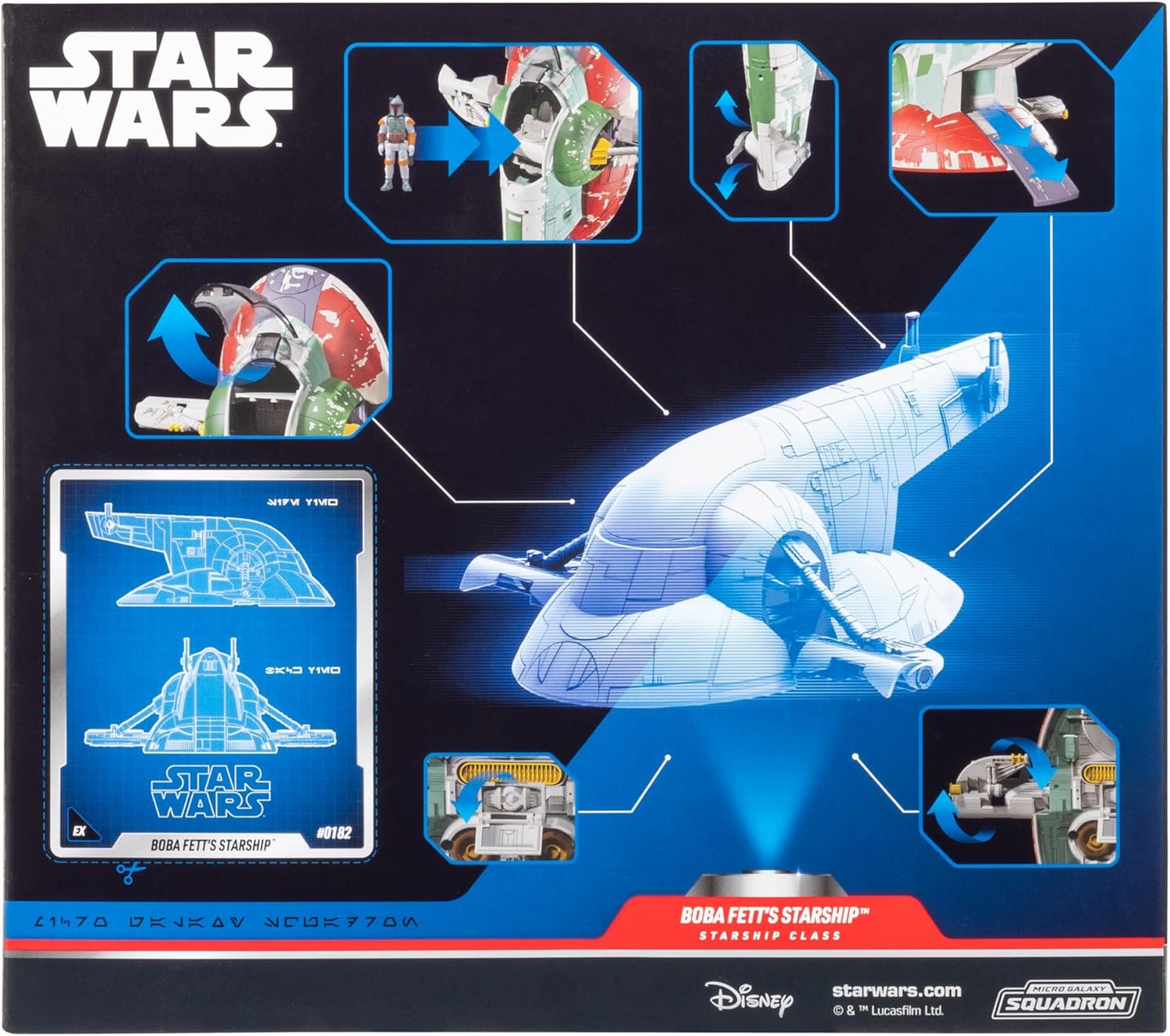 Jazwares Star Wars Micro Galaxy Squadron Boba Fetts Raumschiff (Ep 5) – 17,8 cm Fahrzeug mit Flight Display Stand und DREI 2,5 cm Mikrofiguren-Zubehör