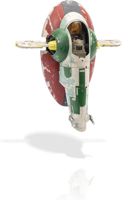 Jazwares Star Wars Micro Galaxy Squadron Boba Fetts Raumschiff (Ep 5) – 17,8 cm Fahrzeug mit Flight Display Stand und DREI 2,5 cm Mikrofiguren-Zubehör