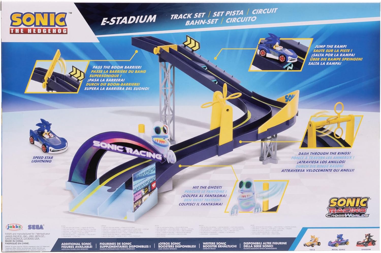 Sonic The Hedgehog E-Stadium Track Set with 1:64 Die Cast Vehicle