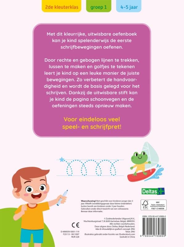 Deltas - Oefenpret uitwisbare stift - eerste schrijfoefeningen - 4-5 Jaar