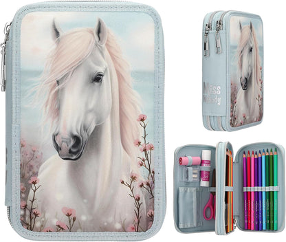Miss Melody - Double Pencil Case - Pale Light Blue