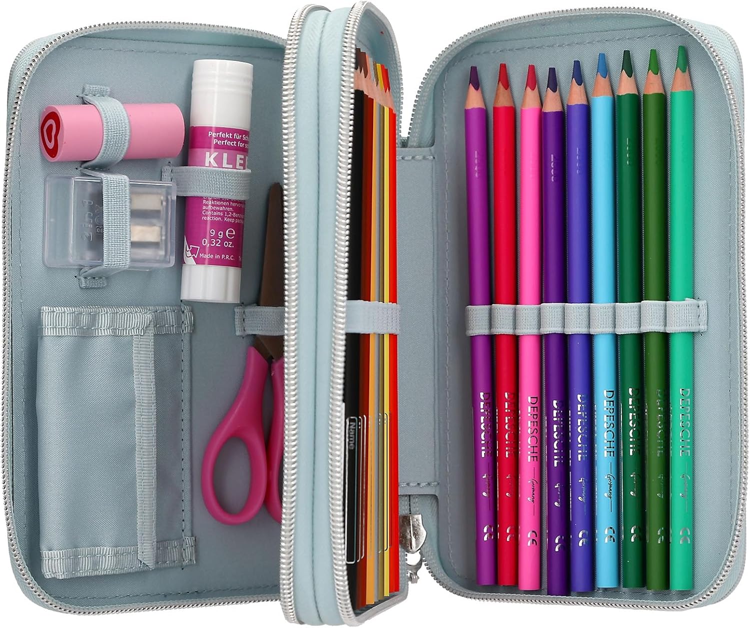 Miss Melody - Double Pencil Case - Pale Light Blue