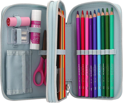 Miss Melody - Double Pencil Case - Pale Light Blue