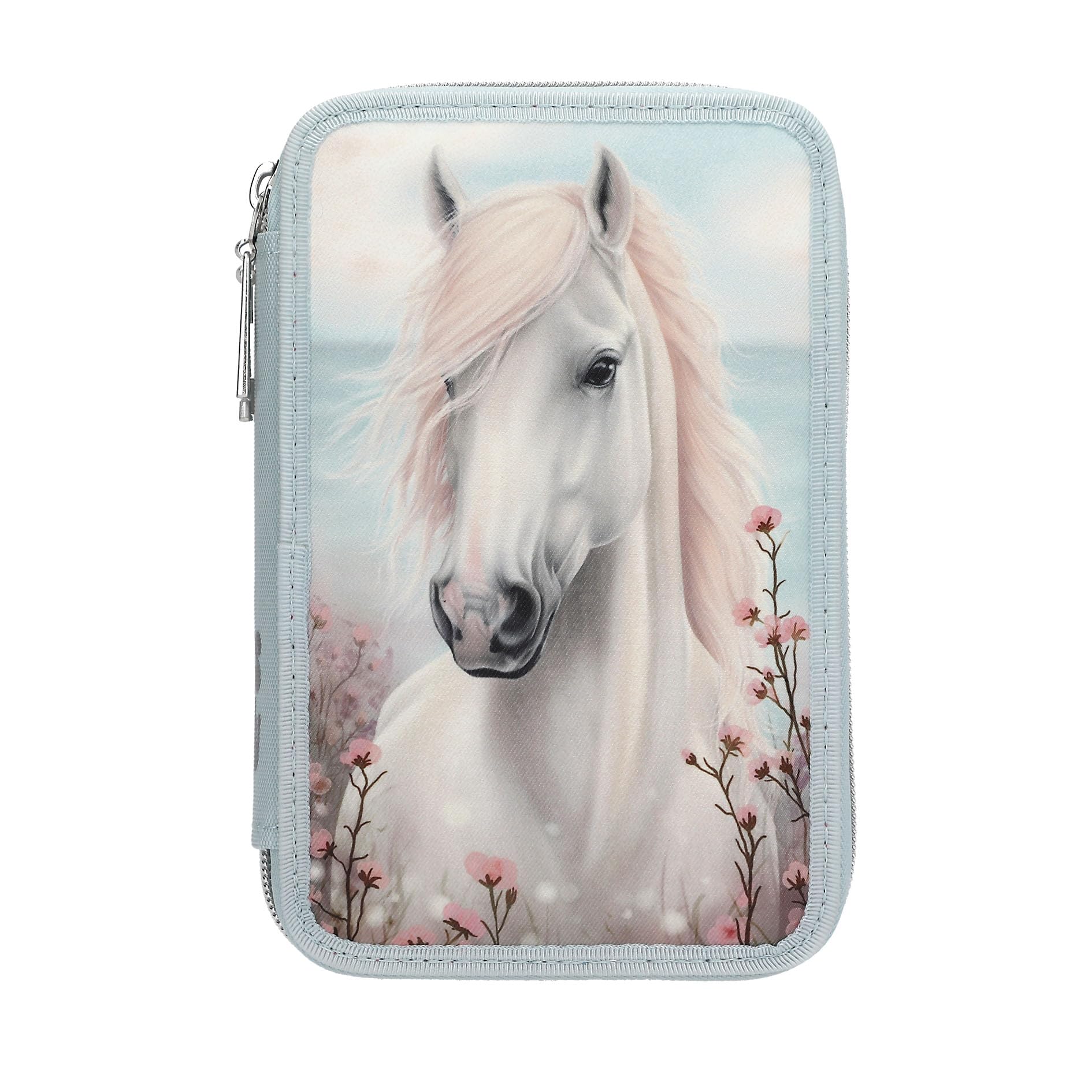 Miss Melody - Double Pencil Case - Pale Light Blue