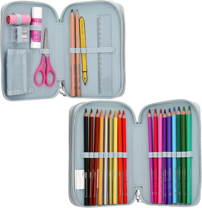 Miss Melody - Double Pencil Case - Pale Light Blue