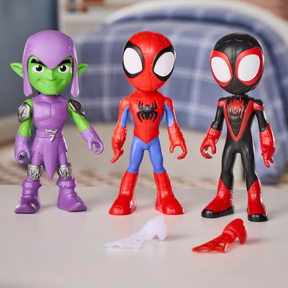 Marvel Spidey and His Amazing Friends Power Thwip Pack, 22.8-cm (9 inch) Supersized Action Figure 3-Pack, Super Hero Toys & Figures for Children, Ages 3+
