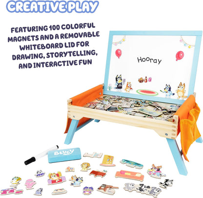 Bluey 102D Creation Station - 2-in-1 Magnetic Whiteboard & Lap Tray for Kids 3+, Colouring Sheets & Foldable Legs, Educational Drawing Desk, Art & Craft Activity Table, Develop Hand Eye Co-ordination