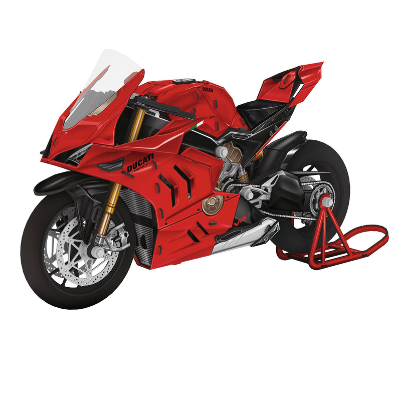 Ducati 3D Authentic Panigale Motorbike Jigsaw Puzzle – 120 Pieces, Official Licensed Livery, Easy Assembly, No Tools or Glue Required, Plastic Tyres, Durable Cardboard – 30x11.2x17.5cm