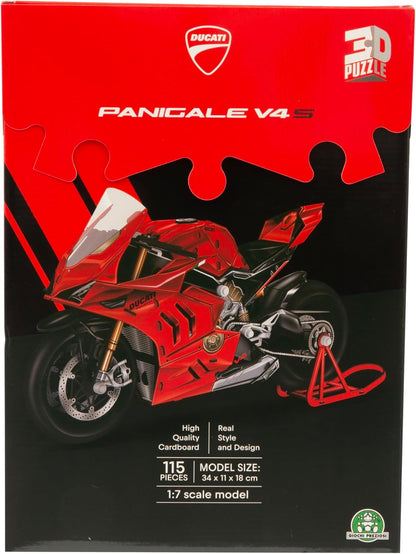 Ducati 3D Authentic Panigale Motorbike Jigsaw Puzzle – 120 Pieces, Official Licensed Livery, Easy Assembly, No Tools or Glue Required, Plastic Tyres, Durable Cardboard – 30x11.2x17.5cm