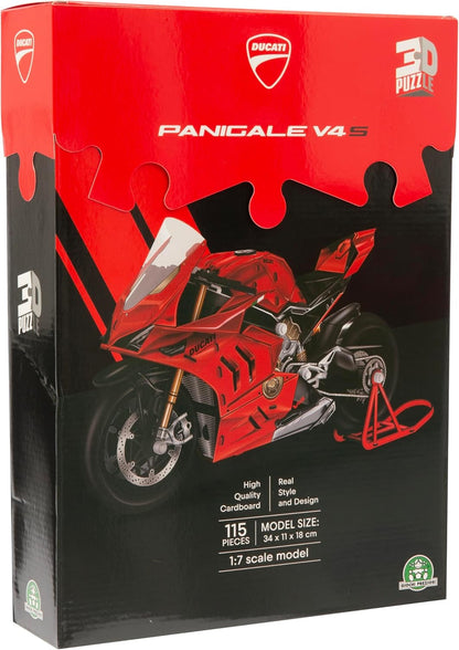 Ducati 3D Authentic Panigale Motorbike Jigsaw Puzzle – 120 Pieces, Official Licensed Livery, Easy Assembly, No Tools or Glue Required, Plastic Tyres, Durable Cardboard – 30x11.2x17.5cm