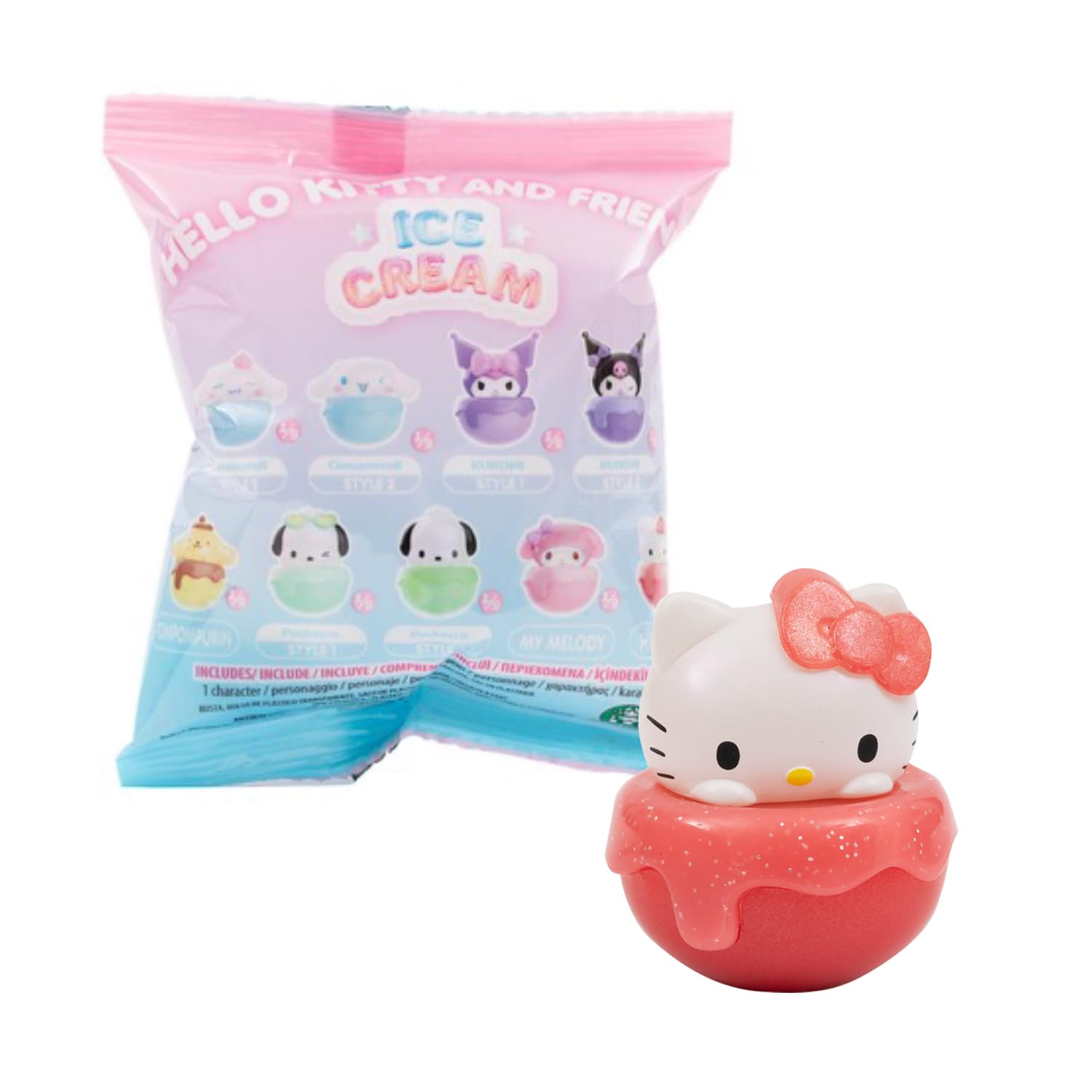 Hello Kitty Mini Figure Blind Bag – 1 Random Figure Included (4cm Ice Cream Series), Collect 1 of 9 Cute Frozen Candy-Style Characters, Sanrio Surprise Toy for Fans & Collectors