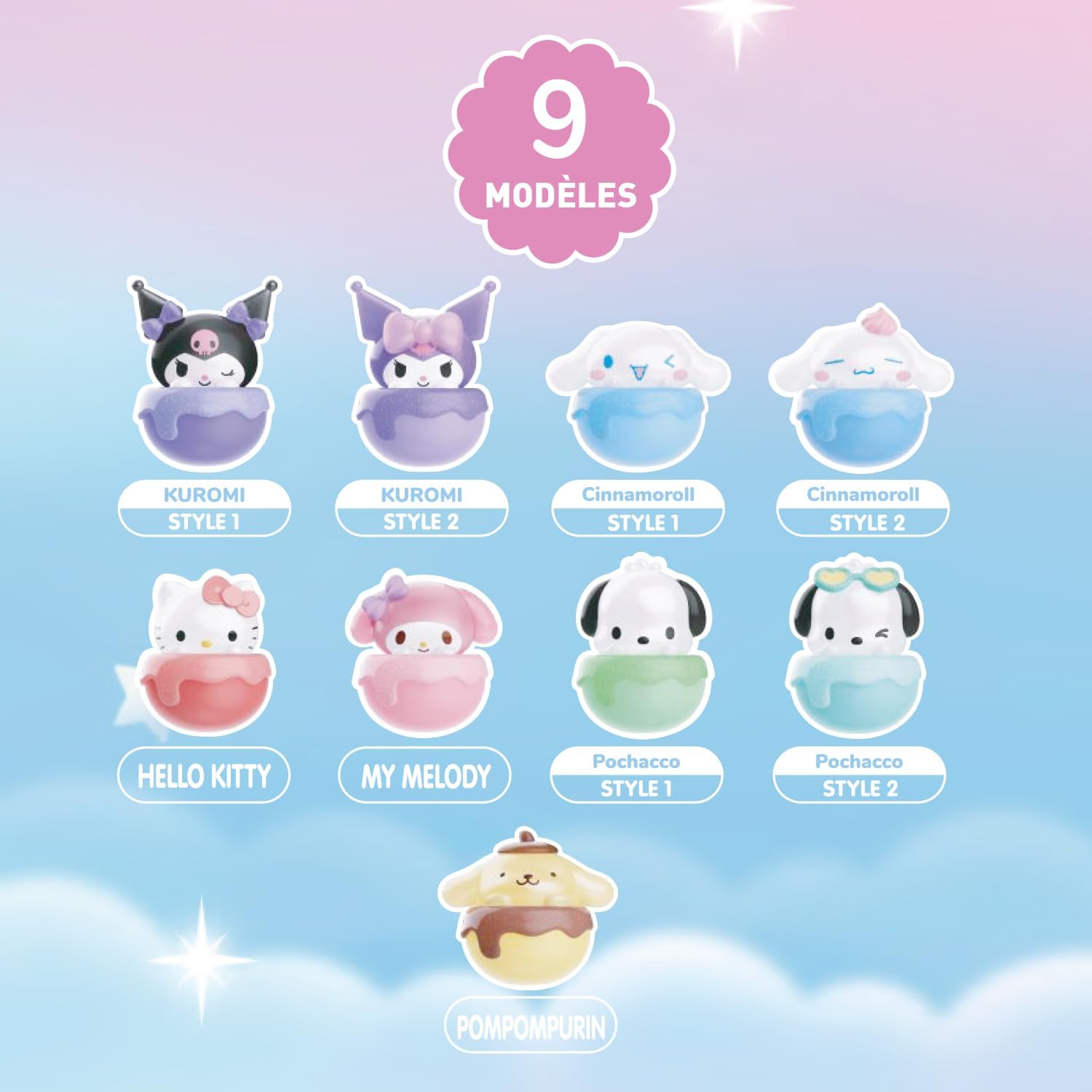 Hello Kitty Mini Figure Blind Bag – 1 Random Figure Included (4cm Ice Cream Series), Collect 1 of 9 Cute Frozen Candy-Style Characters, Sanrio Surprise Toy for Fans & Collectors