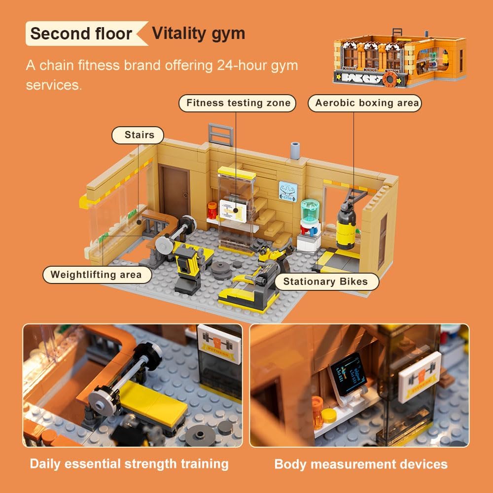 PAN TASY European Bakery Building Kit-Landmark Construction Set for Adults & Teens, Featuring a Bakery, Gym, Living Quarters, and Sky Garden