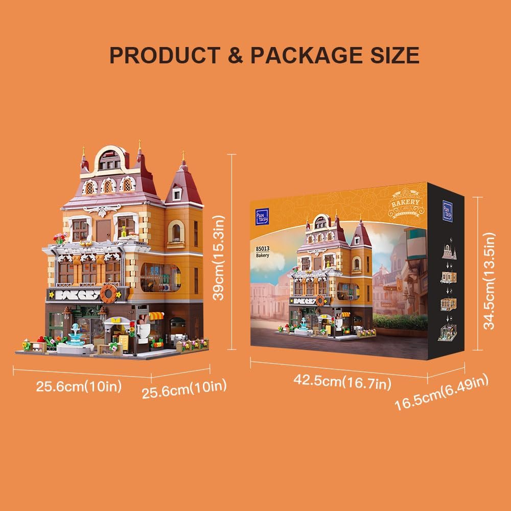 PAN TASY European Bakery Building Kit-Landmark Construction Set for Adults & Teens, Featuring a Bakery, Gym, Living Quarters, and Sky Garden