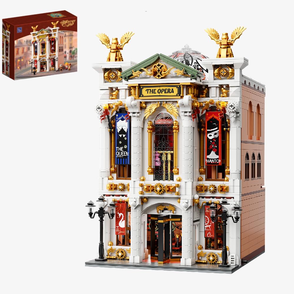 PANTASY Vintage European Grand Theater Building Set Modular Model with Crystal Chandelier, Transparent Dome Expandable Street Scenes Retro Collectible Theater Architecture for Adults & Home Décor Gift