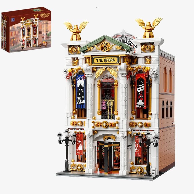 PANTASY Vintage European Grand Theater Building Set Modular Model with Crystal Chandelier, Transparent Dome Expandable Street Scenes Retro Collectible Theater Architecture for Adults & Home Décor Gift