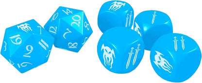 Modiphius Entertainment: Cohors Cthulhu RPG: Atlantean Crystal Dice Pack - 6 Piece Set, Blue & White, 2X d20, 4X d6, Hidden War Emblems, Accessory