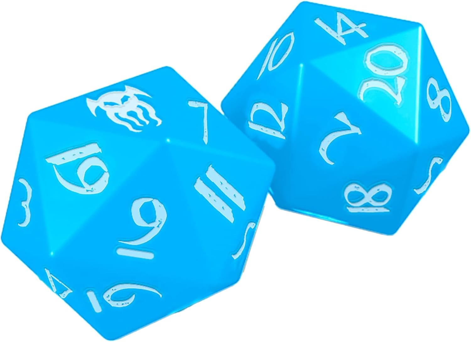 Modiphius Entertainment: Cohors Cthulhu RPG: Atlantean Crystal Dice Pack - 6 Piece Set, Blue & White, 2X d20, 4X d6, Hidden War Emblems, Accessory