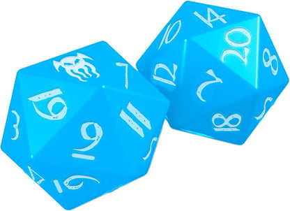 Modiphius Entertainment: Cohors Cthulhu RPG: Atlantean Crystal Dice Pack - 6 Piece Set, Blue & White, 2X d20, 4X d6, Hidden War Emblems, Accessory