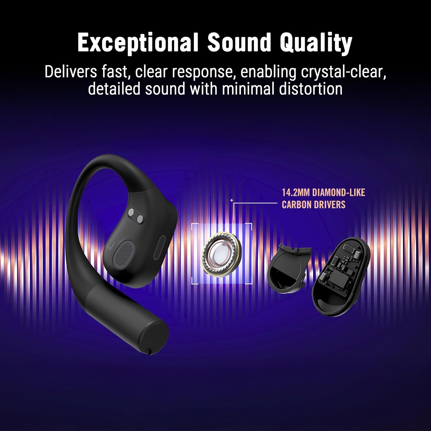 ASUS ROG Cetra Open Wireless Gaming Headset (2.4GHz and BT, ROG SpeedNova, 14.2mm DLC Coated Diaphragm Drivers, AI Noise Cancellation, 16h Playback, IPX5) - Black