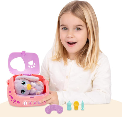 Baby Paws Just Born Bunny – Interactive Newborn Pet Toy with Light-Up Heart, Accessories & Carry Case – Nurturing Play Toy for Kids