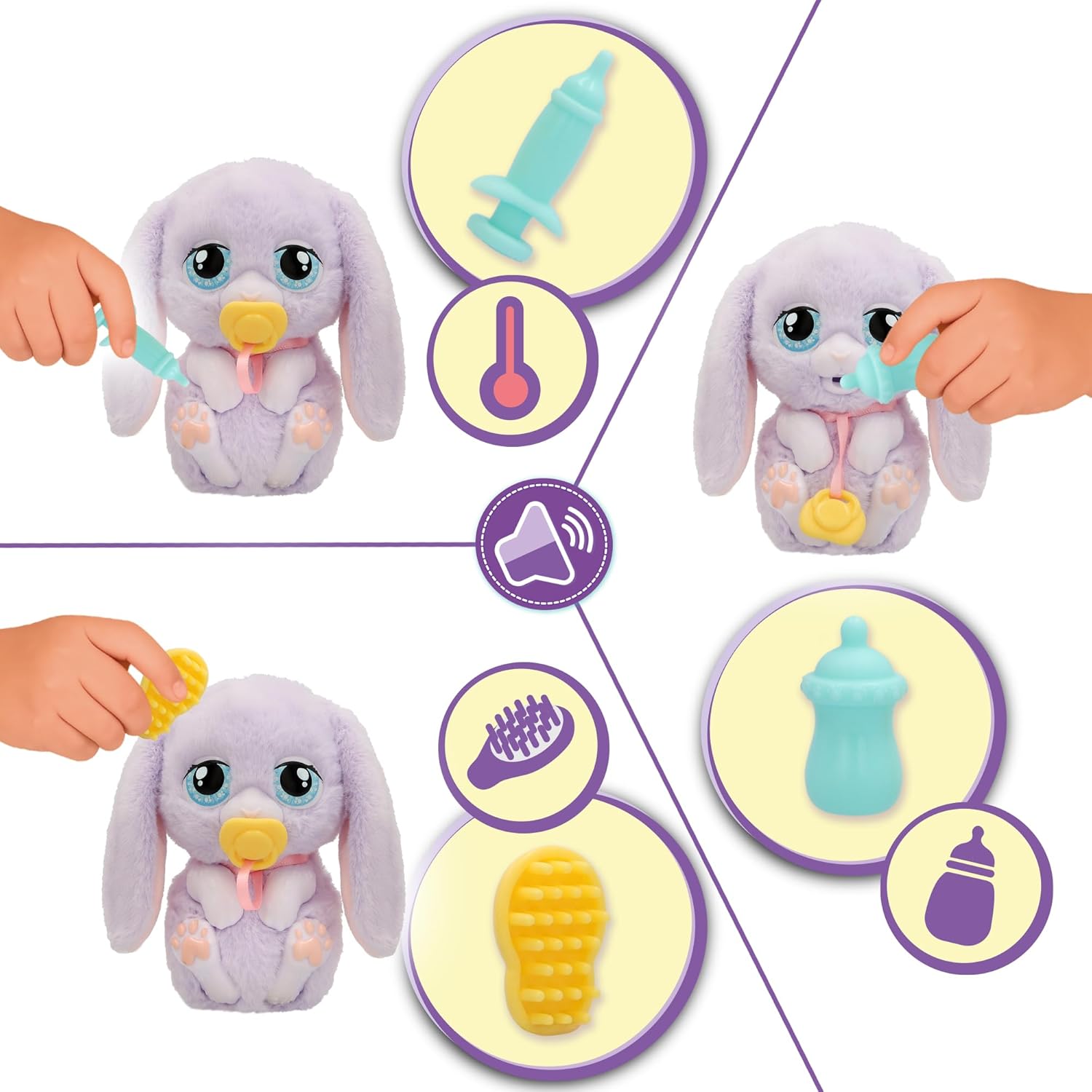 Baby Paws Just Born Bunny – Interactive Newborn Pet Toy with Light-Up Heart, Accessories & Carry Case – Nurturing Play Toy for Kids