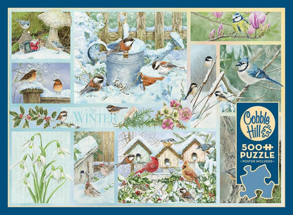 Cobble Hill 500 Piece Puzzle -Garden Birds in Winter - Sample Poster Included