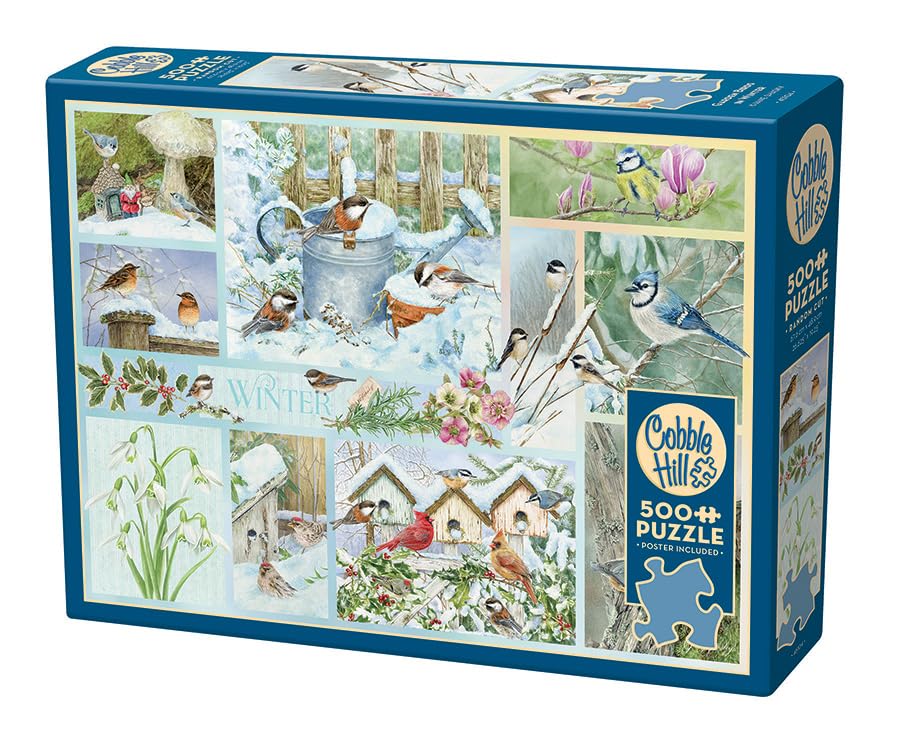 Cobble Hill 500 Piece Puzzle -Garden Birds in Winter - Sample Poster Included