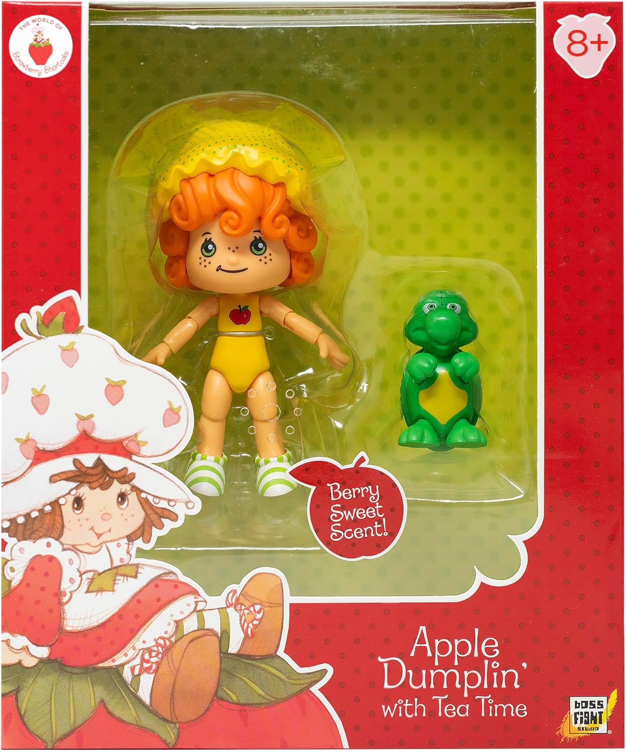 Boss Fight Studio Classic Strawberry Shortcake Apple Dumplin Action Figure - Figurine de collection parfumée avec chapeau amovible et compagnon animal - Échelle 1:12