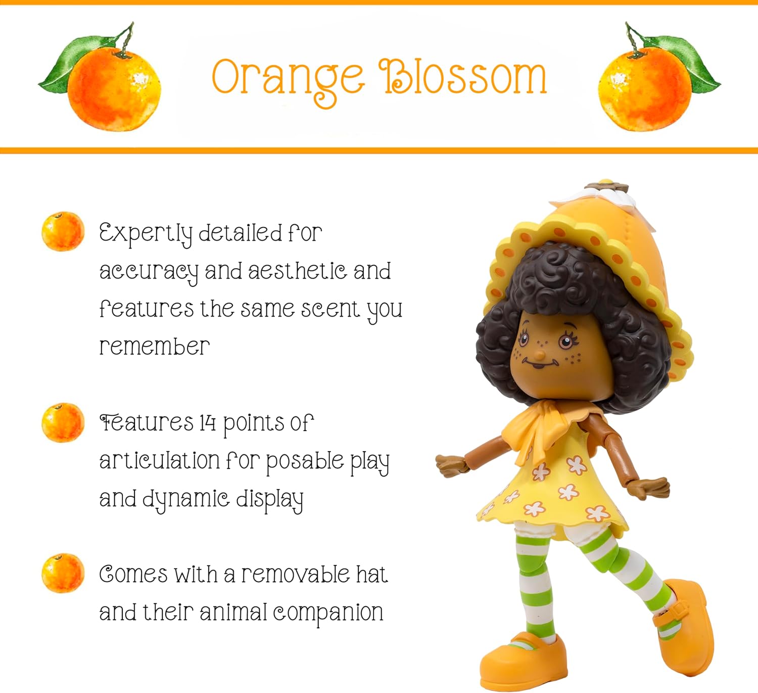 Boss Fight Studio Action figure classica con fragola e fiori d'arancio, statuetta da collezione profumata con cappello rimovibile e compagno di animali, scala 1:12