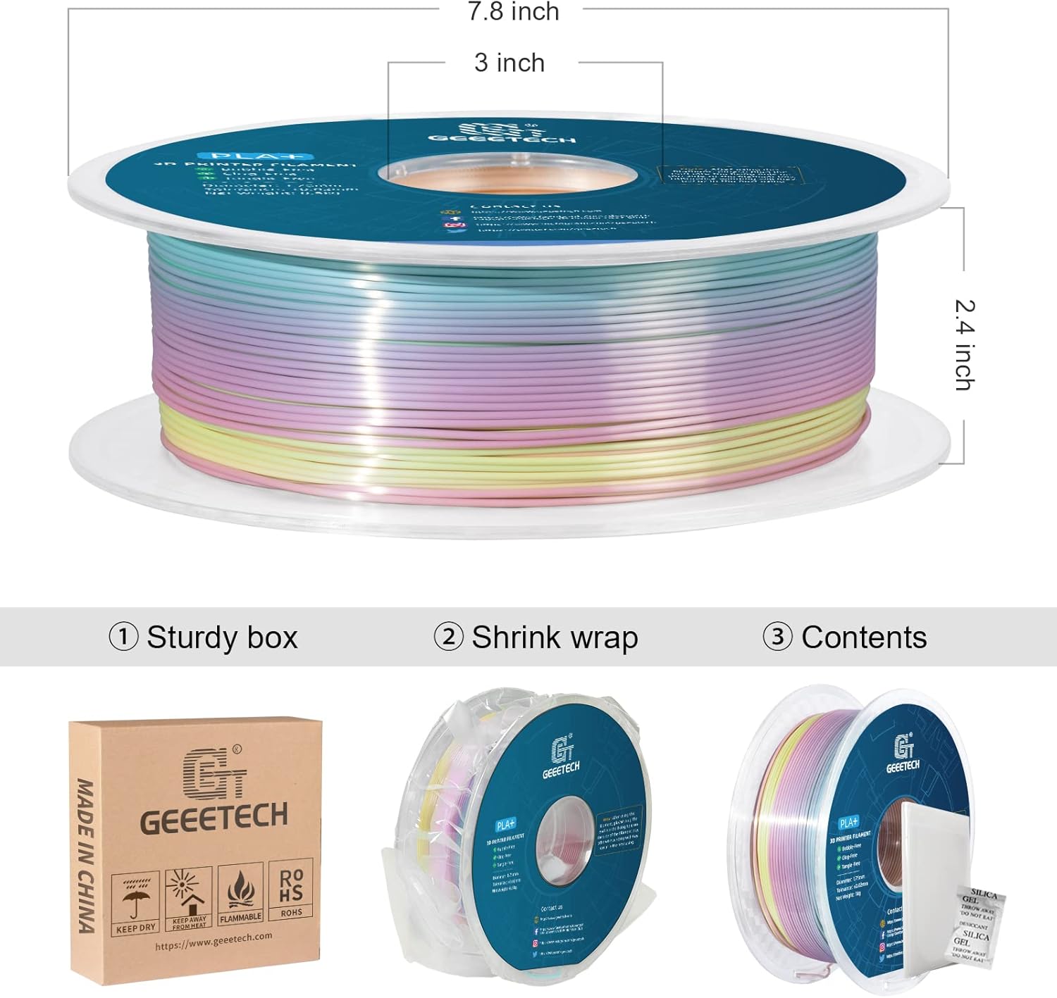 Geeetech - Pla Silk Rainbow Light (1.75Mm - 1Kg)