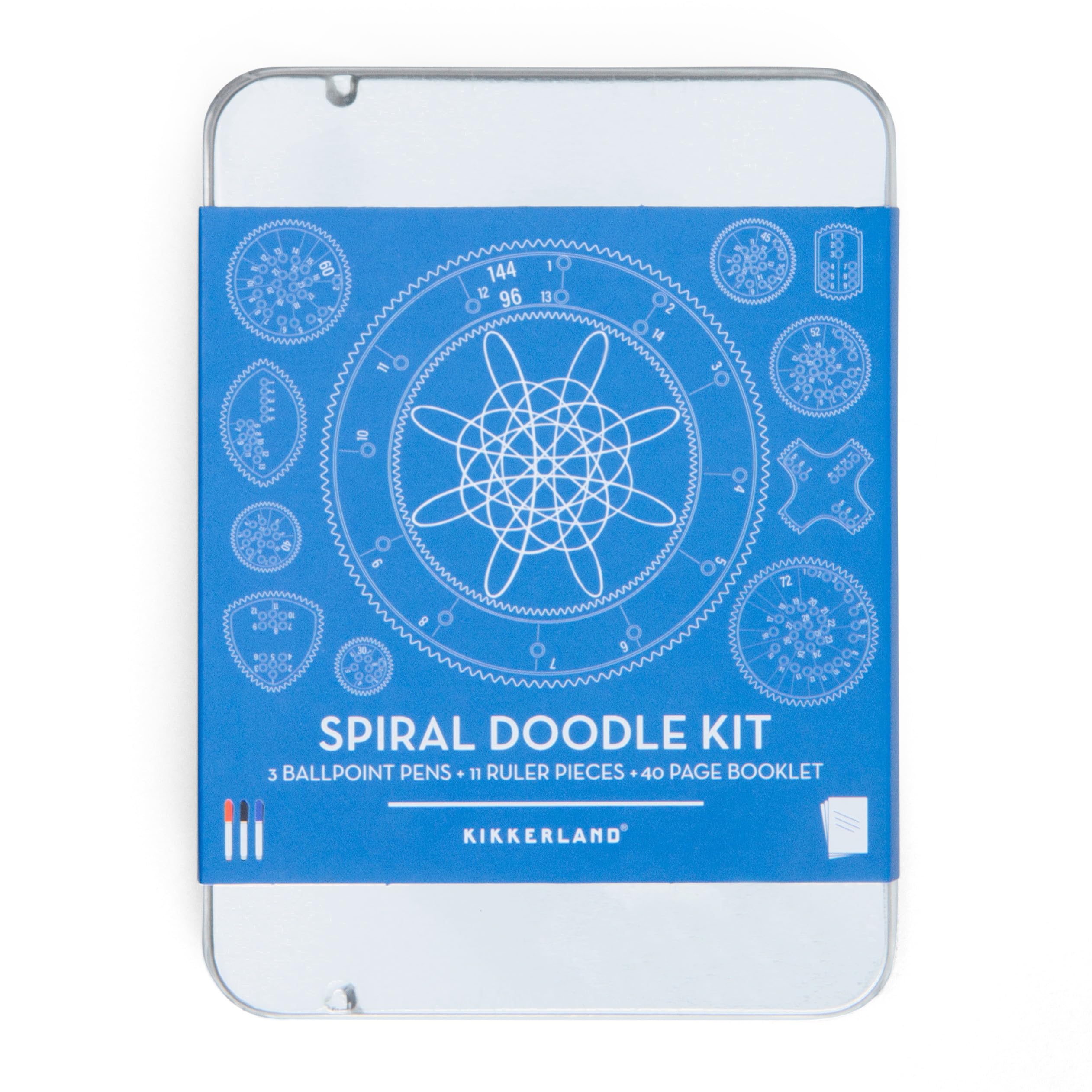 Kikkerland Spiral Doodle Kit – Compact Circle Art Set with Geometric Ruler & Template for Drawing – Arts & Crafts for Kids & Adults