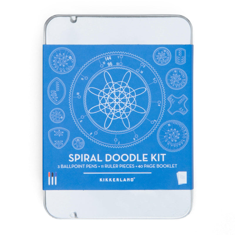Kikkerland Spiral Doodle Kit – Compact Circle Art Set with Geometric Ruler & Template for Drawing – Arts & Crafts for Kids & Adults