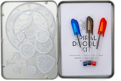 Kikkerland Spiral Doodle Kit – Compact Circle Art Set with Geometric Ruler & Template for Drawing – Arts & Crafts for Kids & Adults