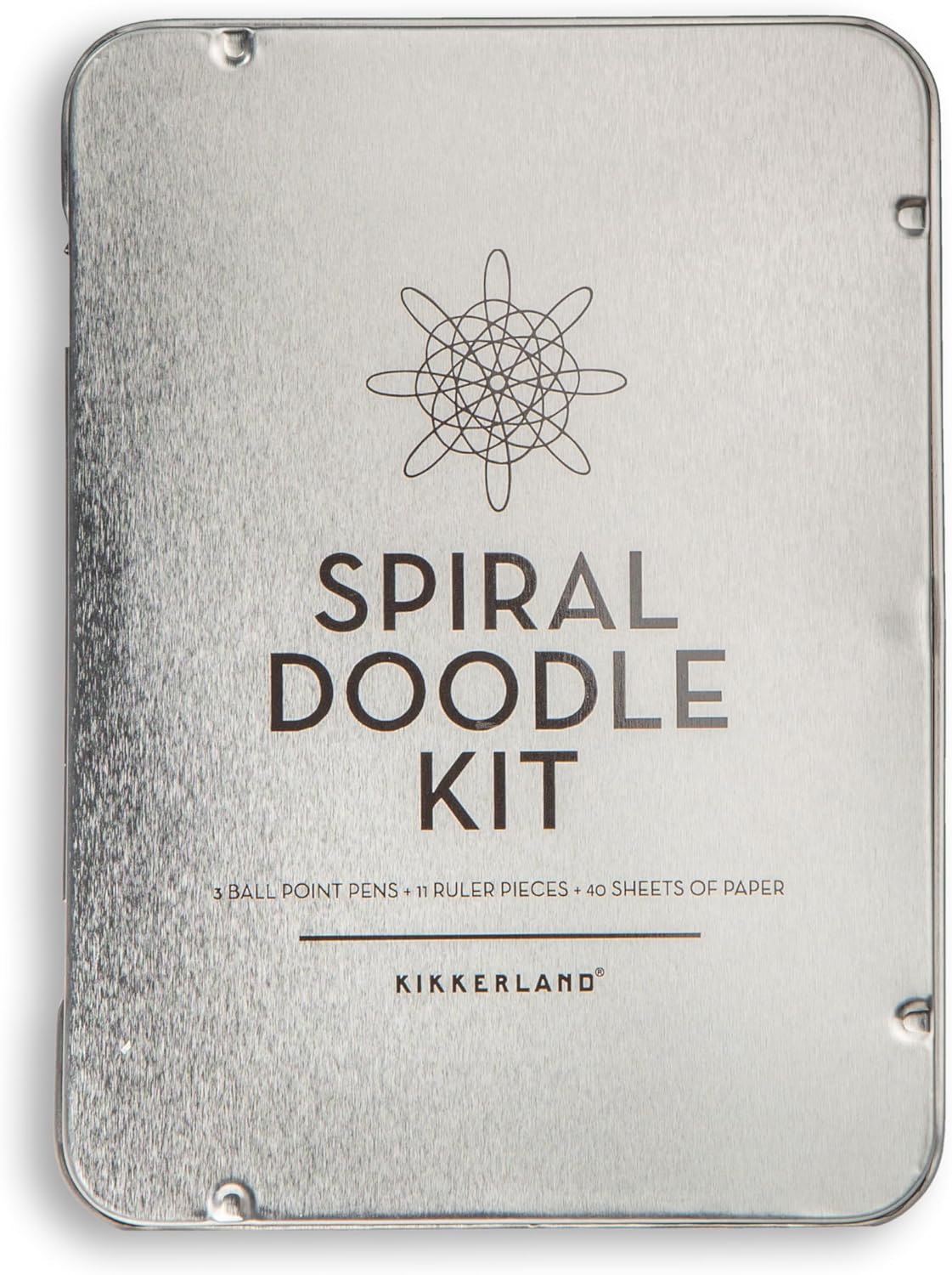 Kikkerland Spiral Doodle Kit – Compact Circle Art Set with Geometric Ruler & Template for Drawing – Arts & Crafts for Kids & Adults