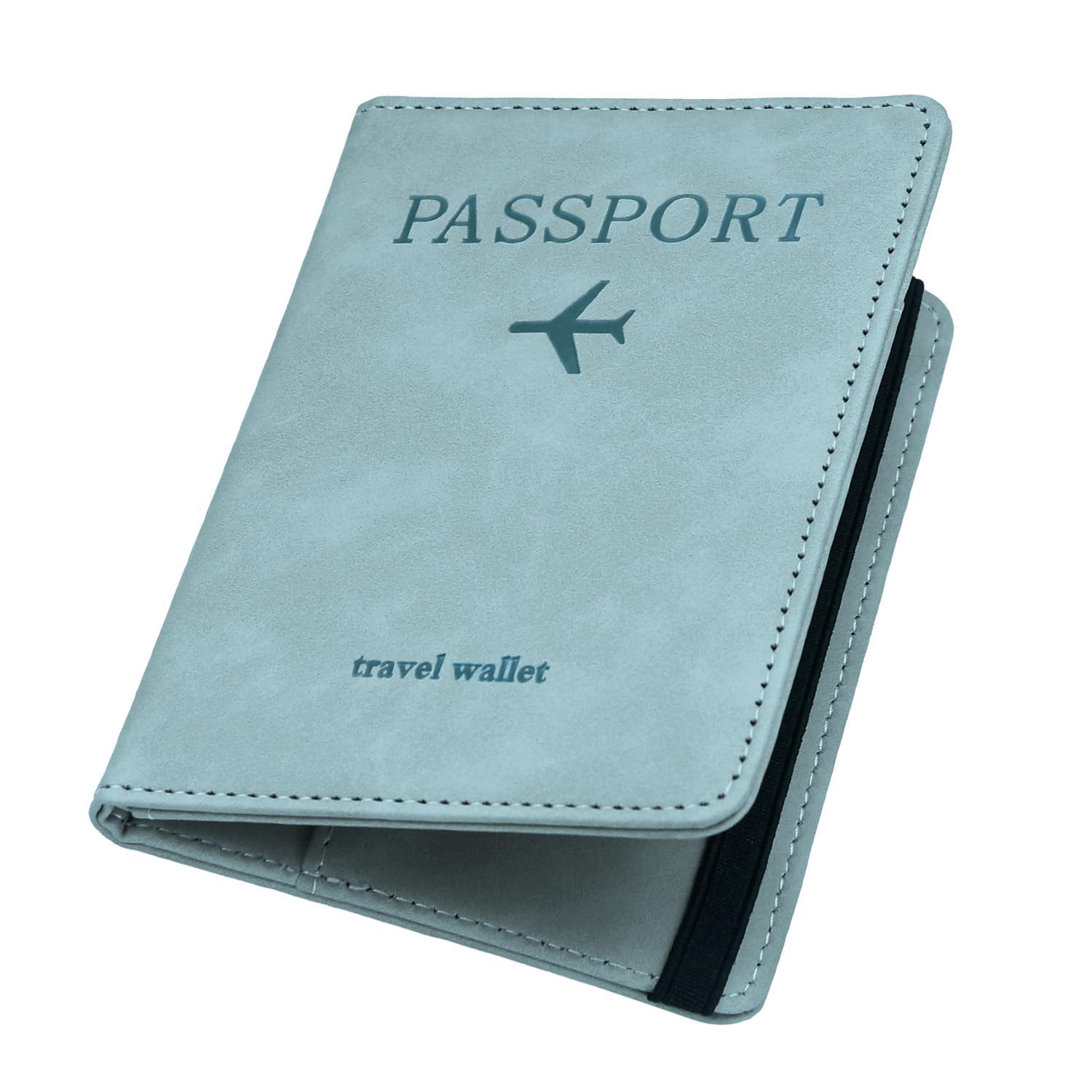 Passport Holder Dual Fold PU Leather Passport Holder with Card Slot and Boarding Pass Holder for Men and Women, cyan, Pack Of 2, Classic