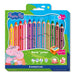 STAEDTLER Noris junior kleurpotloden Peppa Pig set van 12 – 3-in-1 waskrijt aquarelpotloden voor verschillende oppervlakken – extra zachte kleurkern voor intense kleuren – ergonomische kinderpotloden