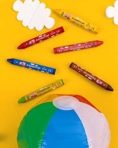 STAEDTLER Peppa Pig x Noris Junior Jumbo Wax Crayons for Large-Area Colouring - 12 Assorted Colours - for Kids Aged 2+ Years - Pack of 12, 224 C12 L1