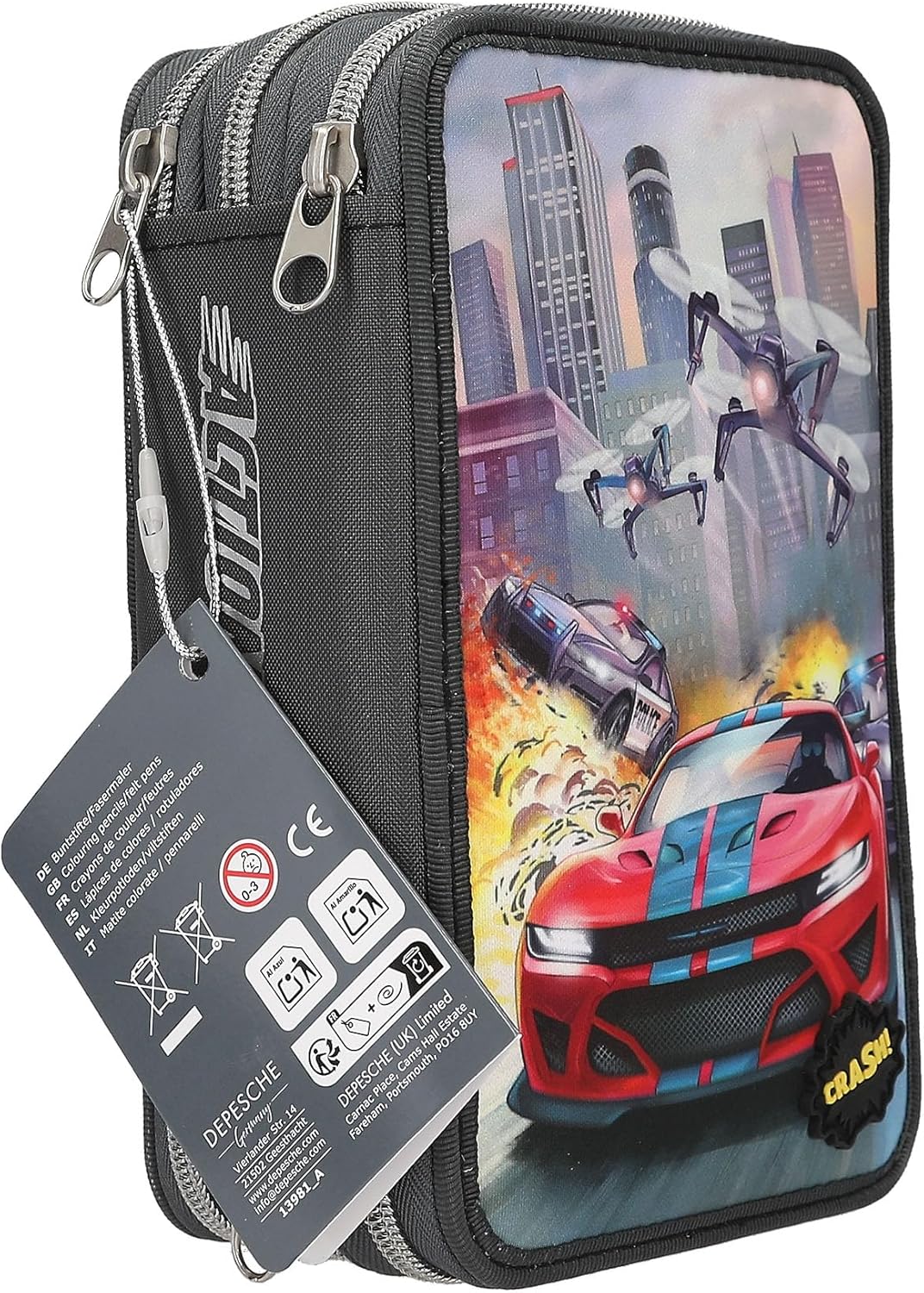 Dino World - Triple Pencil Case With Led Drone (0413981)